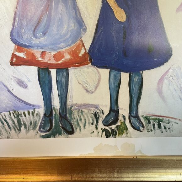 Edvard Munch Print 1863~Two Little Girls with Blue Aprons~RARE~READ DESCRIPTION - Picture 4 of 14